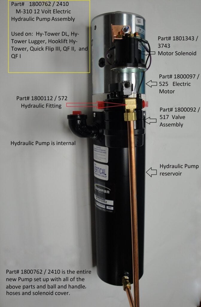 Hy Tower 1800762 Hydraulic Pump Assembly 12V | Donovan Tarps - Trison ...